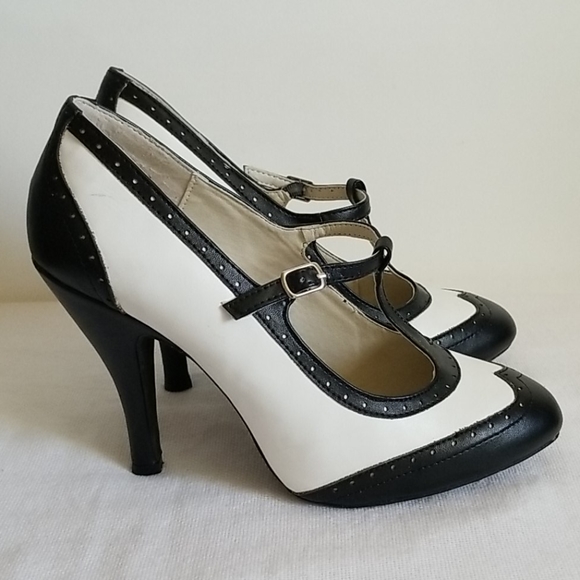torrid Shoes - Torrid Black White Round Toe Mary Jane Heels